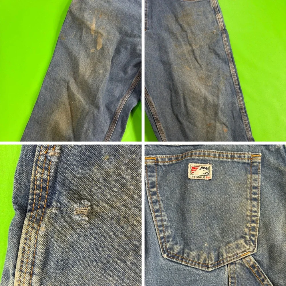 Tyndale FR Distressed Carpenter Jeans Mens 38/32 Blue Flame Resistant Workwear
